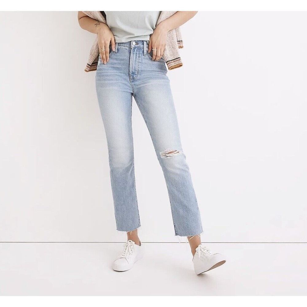 MADEWELL Womens Perfect Vintage Jean EUC Coney Wash ND500 Destroyed Raw Hem 24